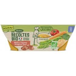 Blédina Les Récoltes Bio Mijoté de Légumes Boulghour Boeuf (dès 12 mois) par 2 bols de 200g (lot de 4)