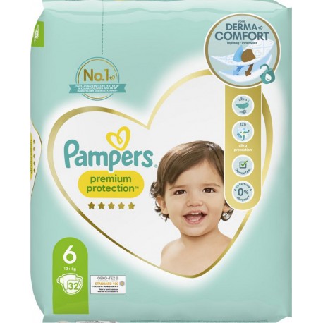 Pampers Couches Premium Taille 6 +13Kg x32 couches
