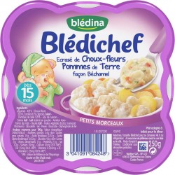 Blédina Blédichef Ecrasé de Choux-Fleurs Pommes de Terre Façon Béchamel (dès 15 mois) l’assiette de 250g (lot de 8)