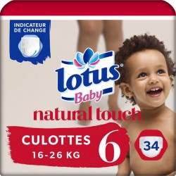 Lotus Baby Natural Touch Culottes Taille 6 (16-26Kg) x34 (lot de 2 soit 68 couches)