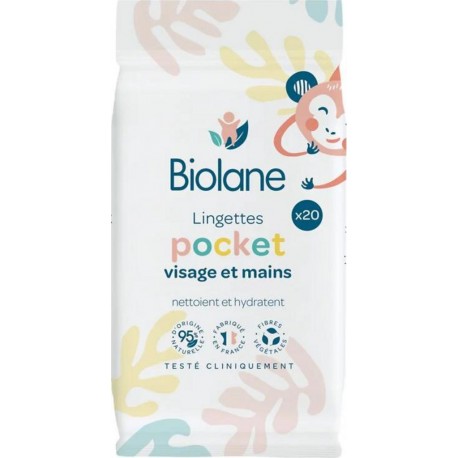 Biolane Lingettes Pocket Visage et Mains x20
