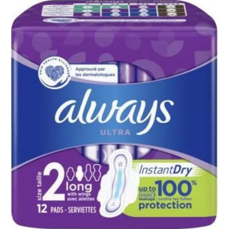 Always Serviettes hygiéniques Ultra long Taille 2 x12 paquet 12 serviettes