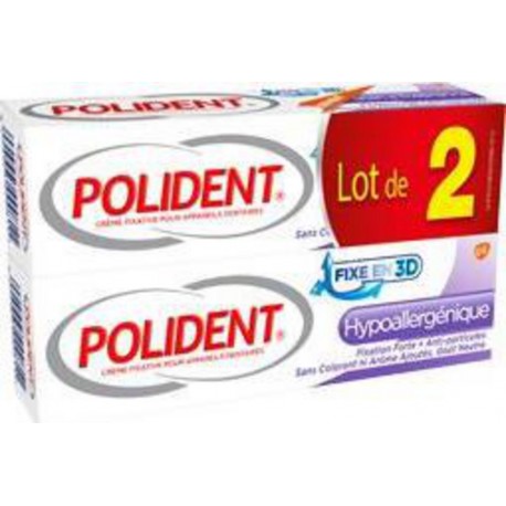 Polident Crème adhésive Hypoallergénique 2x40g 2 tubes 40g