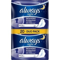 Serviettes hygiéniques ultra nuit ALWAYS duopack x20 paquet 20