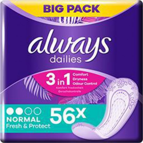 Always Fresh u0026 Protect - Protège-slips normal 56x boîte 56 protège slips