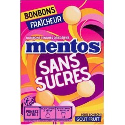MENTOS Fruits sans sucres Bonbons Fraîcheur 49,5g