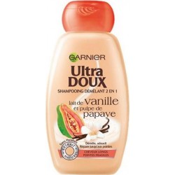 Garnier Ultra Doux Shampooing Démêlant 2 en 1 Lait de Vanille et Pulpe de Papaye 250ml (lot de 4)