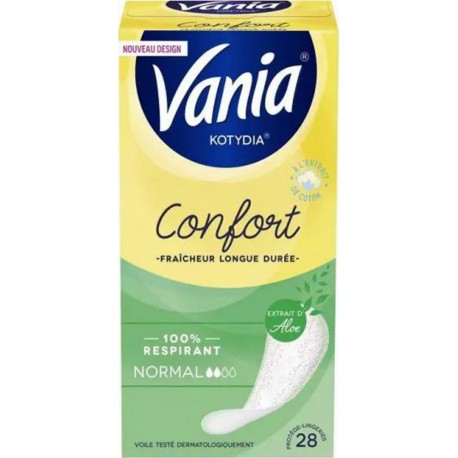 Vania Kotydia Protège-slips Confort Normal aloé x28 (lot de 2 soit 56 serviettes hygiéniques)