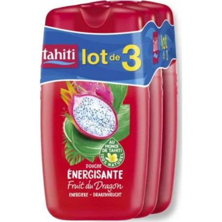 TAHITI Gel douche au monoï fruit du dragon energisante 3x250ml x3 flacons 250ml