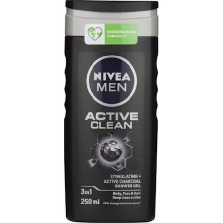 NIVEA MEN Active Clean shower gel 3in1 body, face & hair 250ml