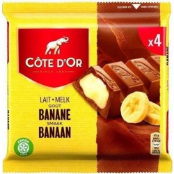 Côte d'Or Barre Chocolat Lait Banane 47,5g x4 (lot de 4 soit 16 barres)