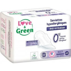 Love & Green Serviettes Incontinence maxi nuit x12