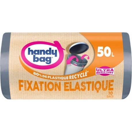 Handy Bag Sac poubelle 50L Fixation élastique x10