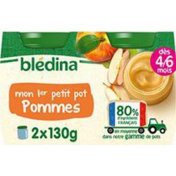 Blédina Petits pots bébé aux fruits pommes dès 4-6 mois 2x130g