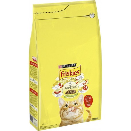 FRISKIES Croquettes - Au bœuf, poulet et aux légumes - Pour chat adulte - 4Kg (lot de 2)