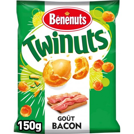 Bénénuts Twinuts Cacahuètes goût Bacon 150g (lot de 2)