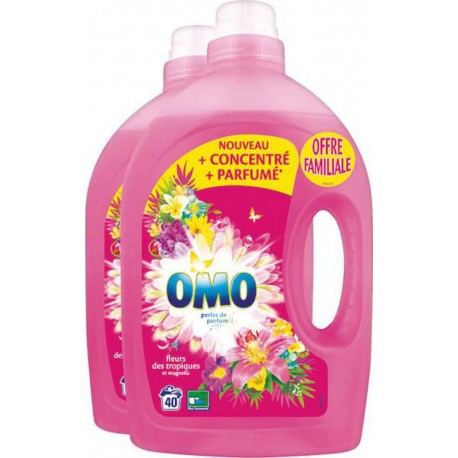 Omo Lessive liquide Rose & Lilas Blanc 2x40 2x2L