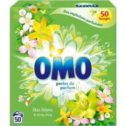 Omo Perles De Parfum Lilas Blanc Et Ylang Ylang 50 Lavages 3,5Kg (lot de 2)