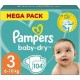 Pampers Couches Baby Dry Géant maxi T3 x104