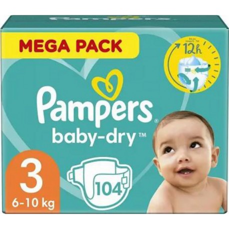 Pampers Couches Baby Dry Géant maxi T3 x104