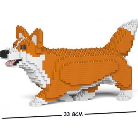 JEKCA BLOC DE CONSTRUCTION CHIEN WELSH CORGI QUI MARCHE ROUX