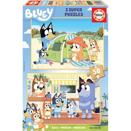 EDUCA BLUEY - PUZZLE BOIS 2 X 50 PIECES