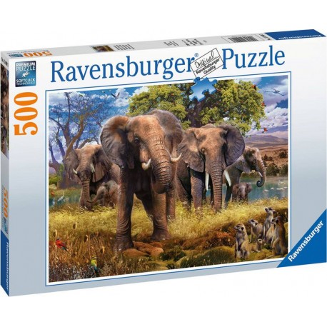 RAVENSBURGER PUZZLE 500 PIECES FAMILLE D'ÉLÉPHANTS