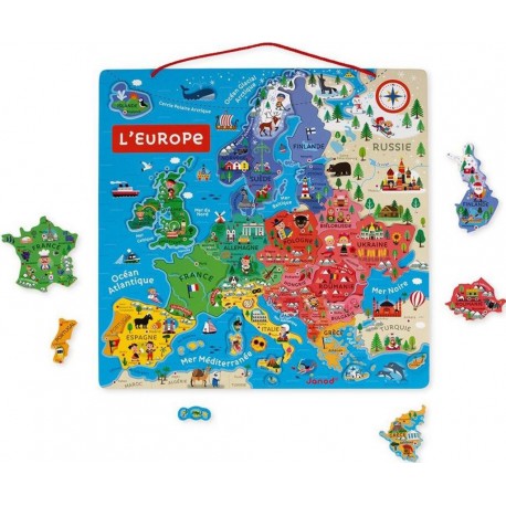 JANOD PUZZLE D'EUROPE MAGNETIQUE EN BOIS