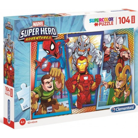 CLEMENTONI PUZZLE SUPERCOLOR 104 PIÈCES MAXI MARVEL SUPERHERO