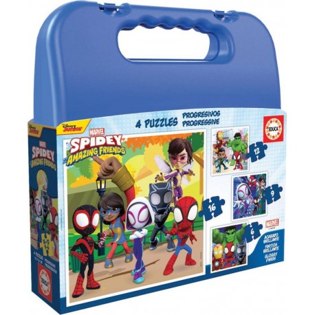 EDUCA SPIDEY ET HIS AMAZING FRIENDS PUZZLE MALLETTE PROGRESSIVE 6-9-12-16 PIECES