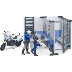 BRUDER COFFRET BWORLD STATION DE POLICE AVEC MOTO