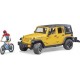 BRUDER JEEP WRANGLER UNLIMITED RUBICON + VELO + FIGURINE CYCLISTE 1:16