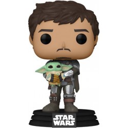 FUNKO FIGURINE POP BOBBLE MANDO PORTANT L'ENFANT STAR WARS THE MANDALORIAN