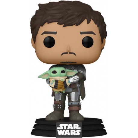 FUNKO FIGURINE POP BOBBLE MANDO PORTANT L'ENFANT STAR WARS THE MANDALORIAN