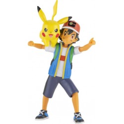 BANDAI POKEMON FIGURINE À FONCTION PIKACHU ET SACHA 12 CM