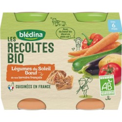 Blédina Les Récoltes Bio Légumes du Soleil Boeuf (dès 6 mois) par 2 pots de 200g (lot de 6)