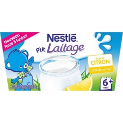Nestlé P’tit Laitage Saveur Citron (+ 6 mois) par 4 pots de 100g (lot de 8 soit 32 pots)