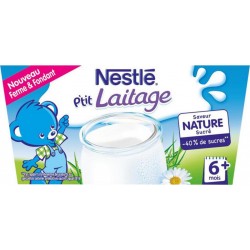 Nestlé P’tit Laitage Saveur Nature Sucré (+ 6 mois) par 4 pots de 100g (lot de 8 soit 32 pots)