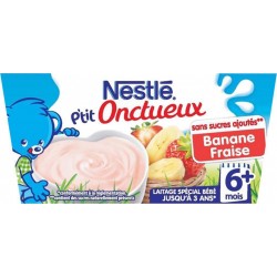 Nestlé P’tit Onctueux Banane Fraise (+6 mois) par 4 pots de 100g (lot de 8 soit 32 pots)