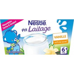 Nestlé P’tit Laitage Vanille (+ 6 mois) par 4 pots de 100g (lot de 8 soit 32 pots)