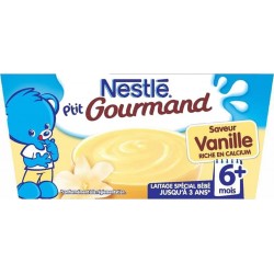 Nestlé P’tit Gourmand Saveur Vanille Riche en Calcium (+6 mois) par 4 pots de 100g (lot de 8 soit 32 pots)
