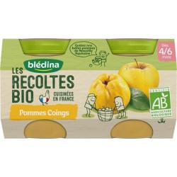 Blédina Les Récoltes Bio Pommes Coings (dès 4/6 mois) par 2 pots de 130g (lot de 8)