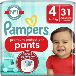 PAMPERS Couches-Culottes Premium Protection Taille 4 9Kg-15Kg x31