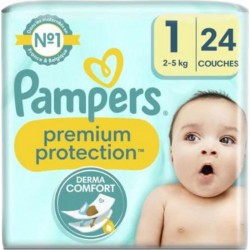Pampers Couches Premium T1 x24 (lot de 4 soit 96 couches)