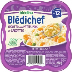 Blédina Blédichef Risotto aux Petits Pois et Carottes (dès 12 mois) l’assiette de 230g (lot de 8)