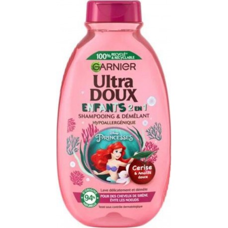 GARNIER Shampoing & Démêlant Disney Petite Sirène Enfant Cerise & Amande Douce ULTRA DOUX 300ml