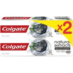 COLGATE Dentifrice Natural extracts au charbon végétal 2x75ml
