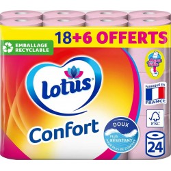 Lotus Papier toilette Confort rose 18+6 paquet 18 rouleaux + 6 gratuits - 24