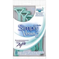 Gillette Simply Venus 2 Agilité Rasoirs Jetables pour Femme par 8 (lot de 3 soit 24 rasoirs)