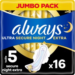 ALWAYS Serviettes Hygièniques Ultra Secure Night Extra Taille 5 x16